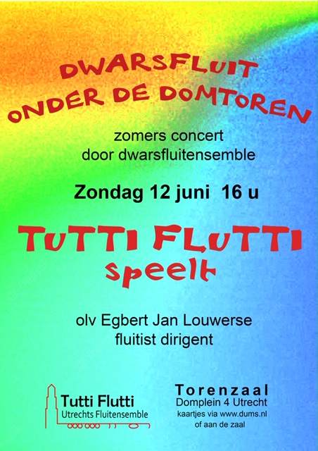 poster fluitconcert 12 juni 2022 Domplein 4 Torenzaal 16;00 uur